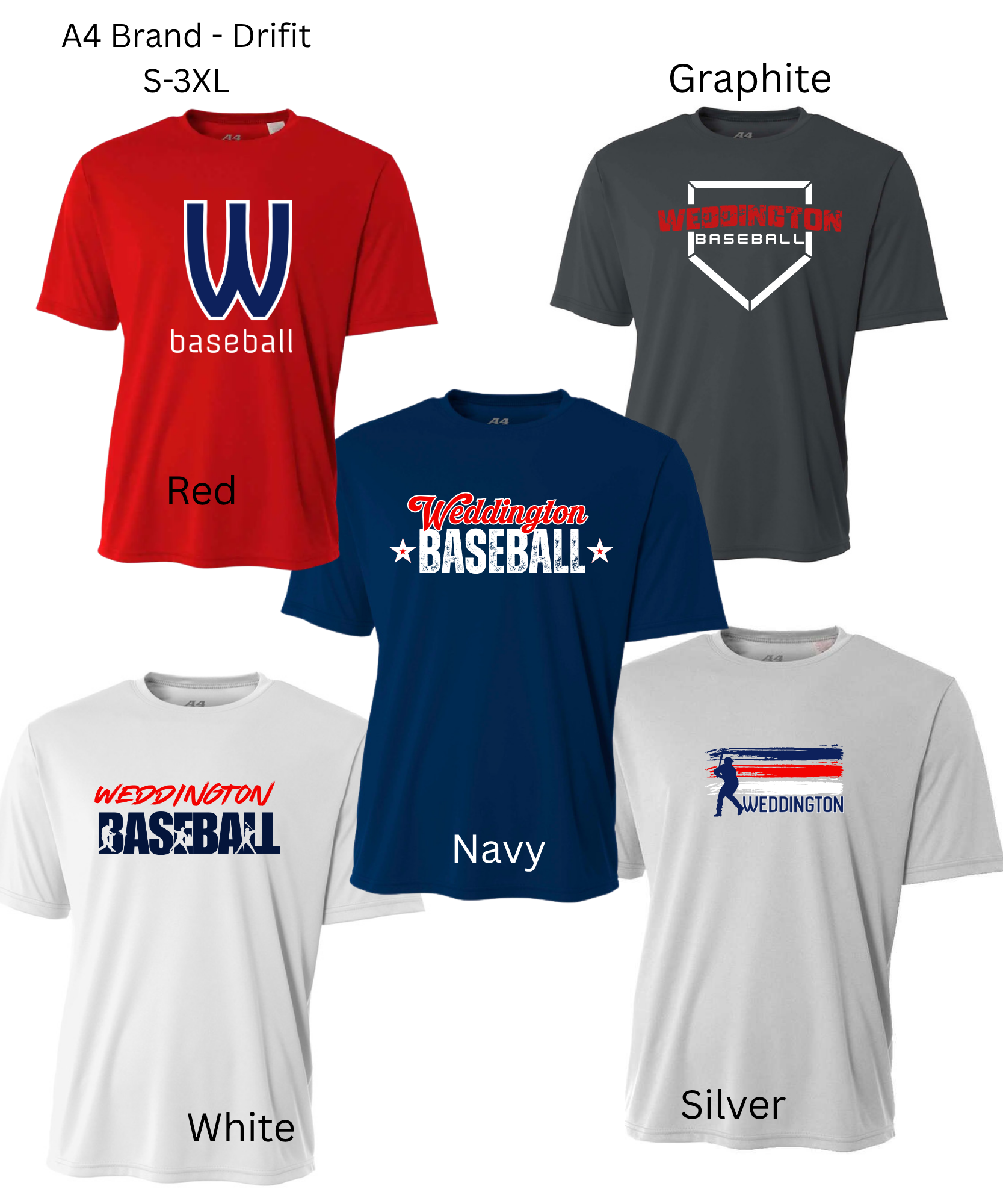 Weddington Baseball A4 Short Sleeve Cooling Tee -YOUTH SIZES!!!!