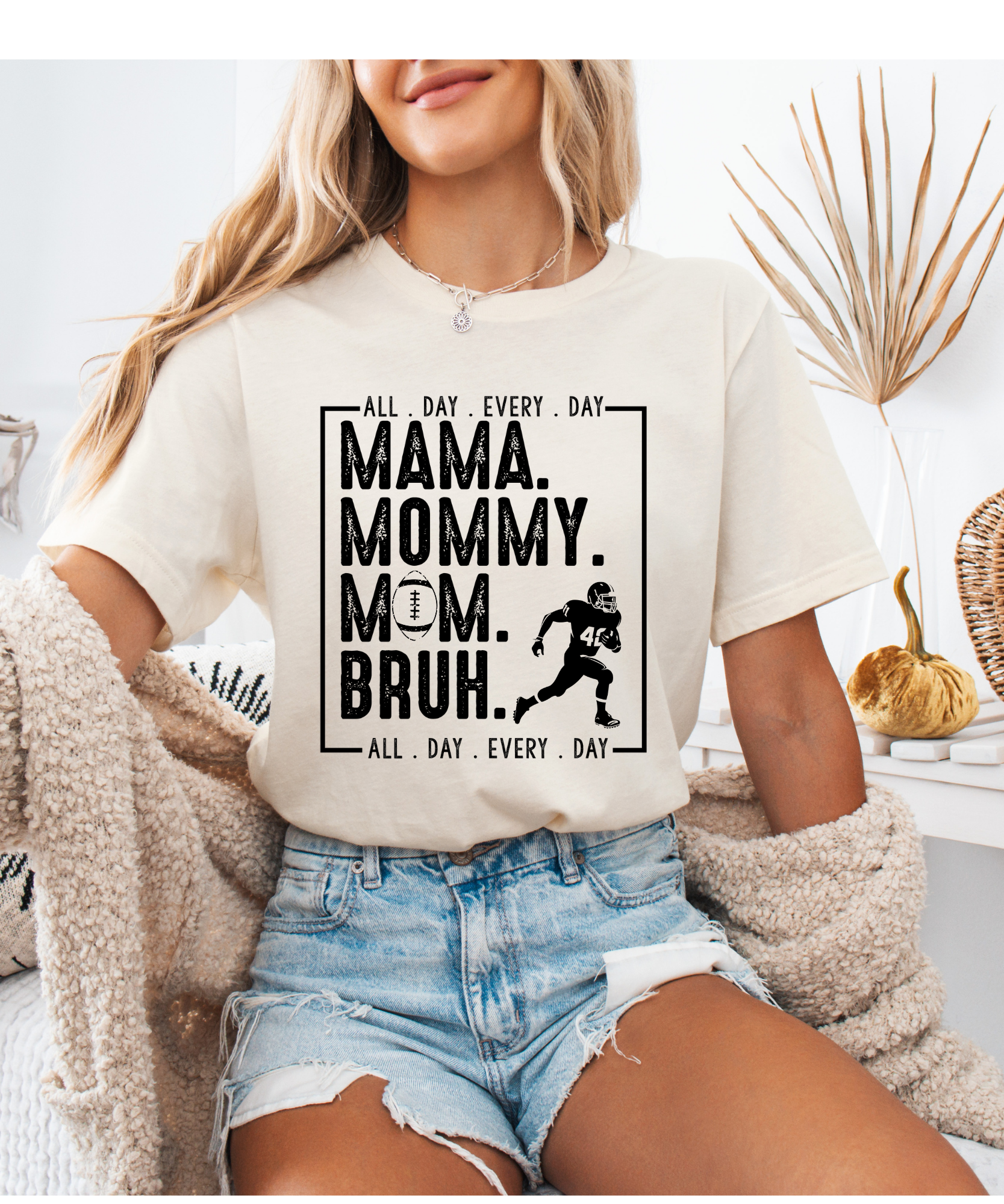Mama Mommy Mom Bruh Football Tee