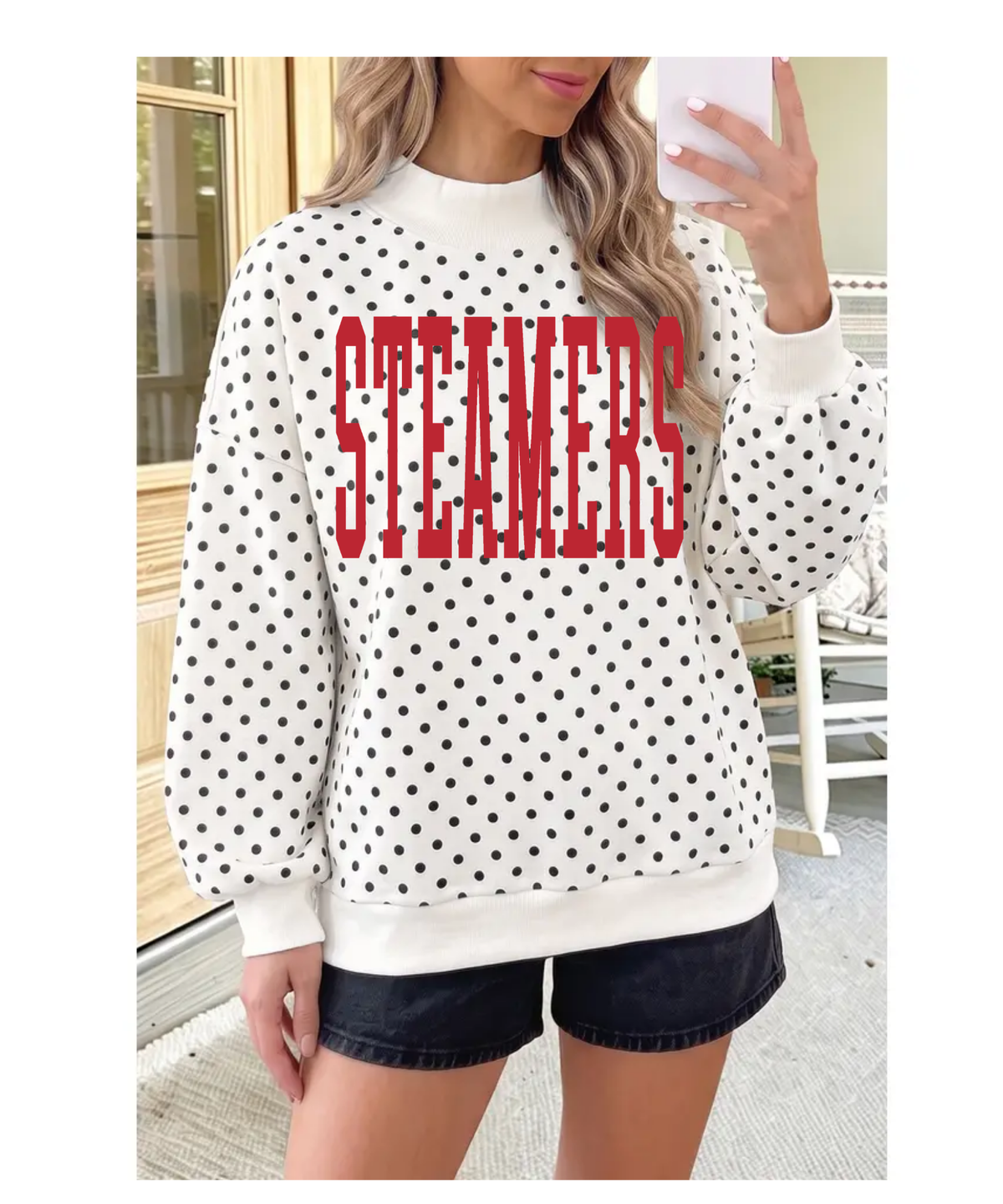 Steamers Polka Dot Mockneck Sweatshirt