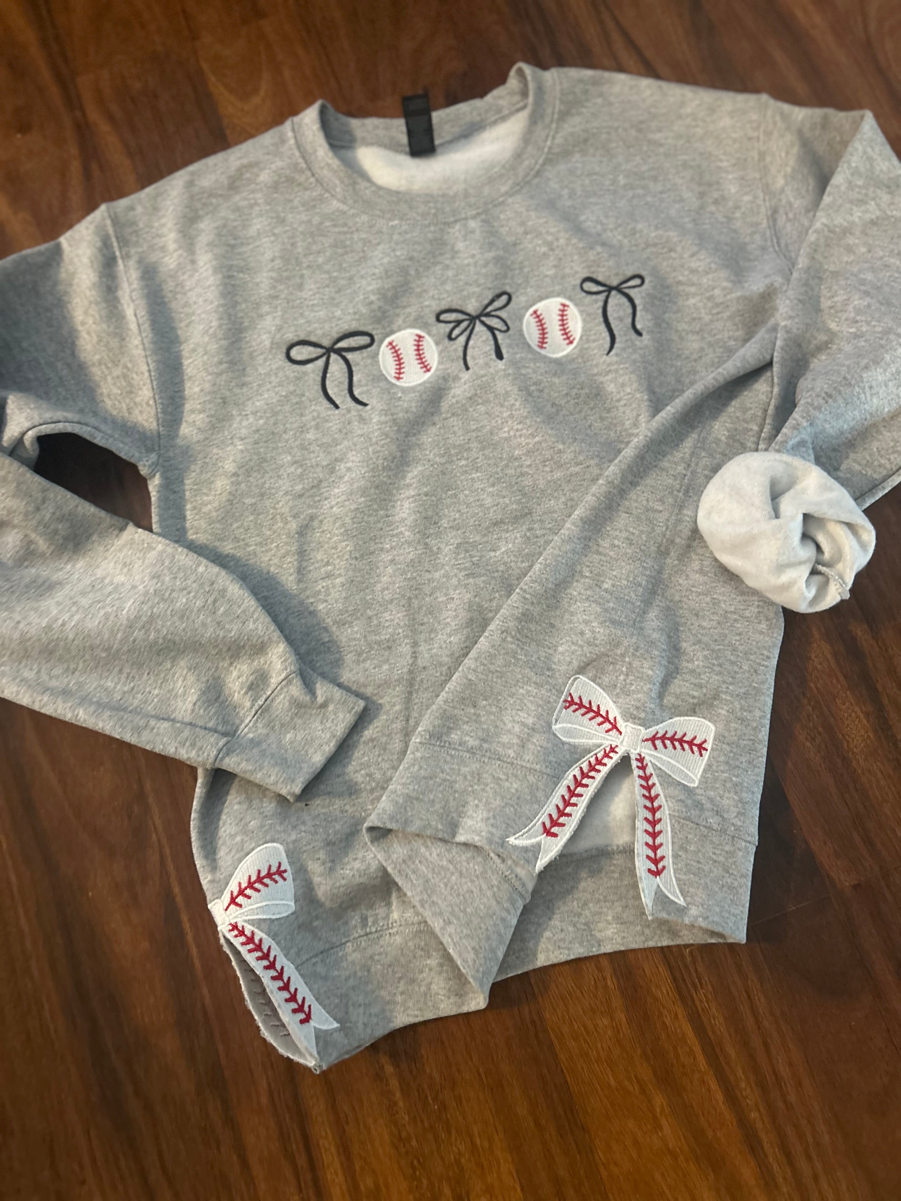 Baseball Bow Embroidered Sweatshirt