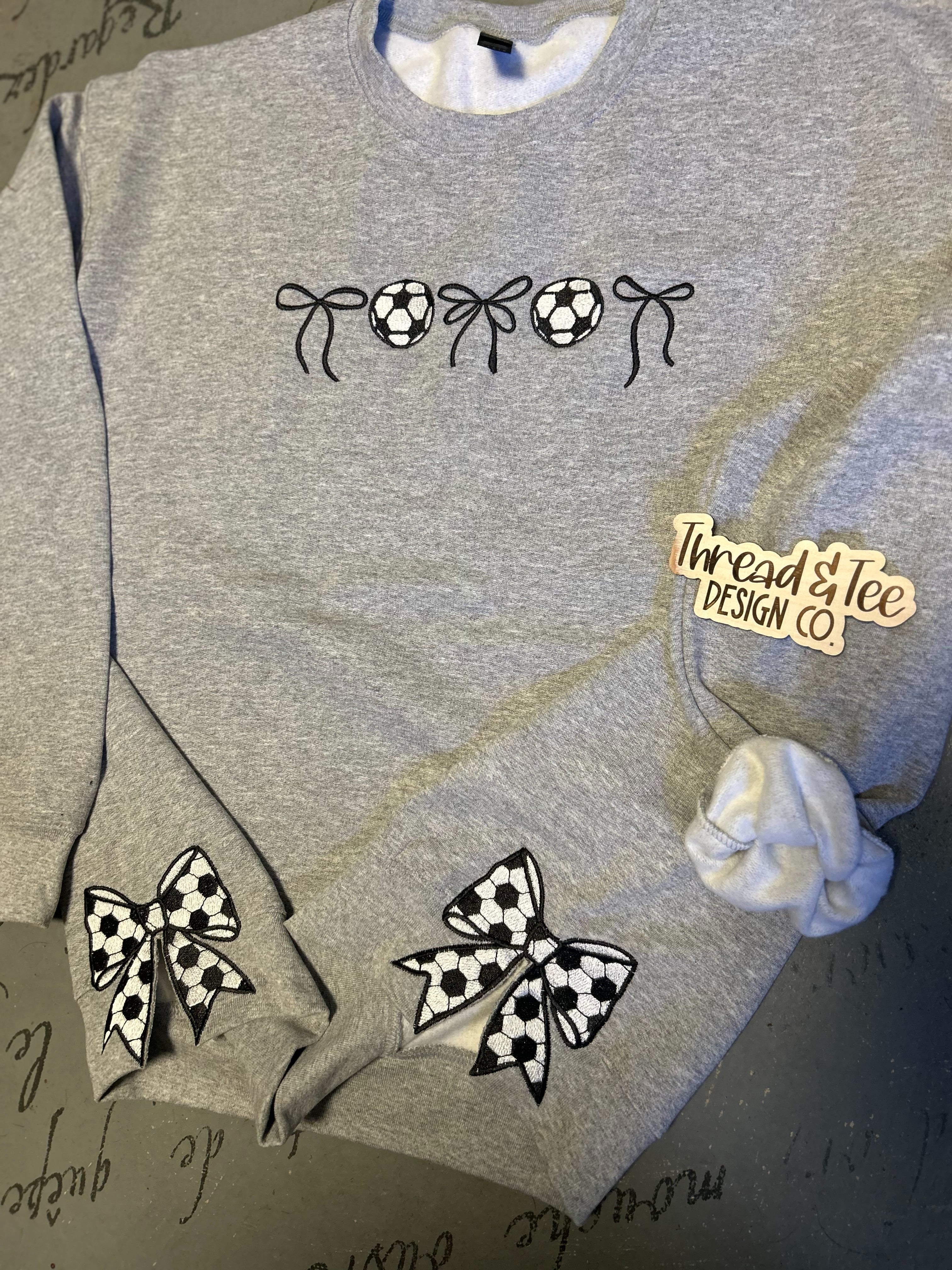 Soccer Bow Embroidered Sweatshirt