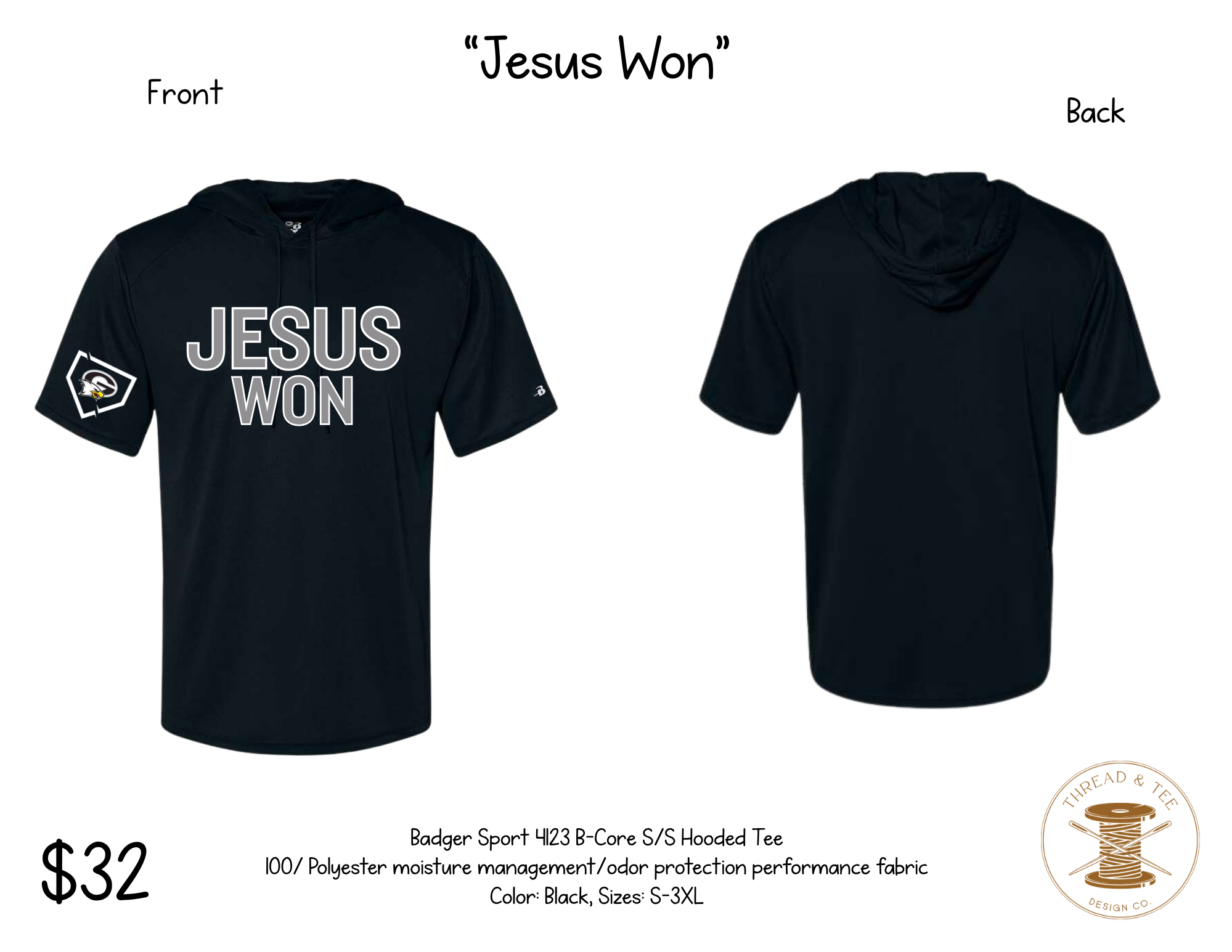 GC Baseball Hooded SS Dri-fit Tee