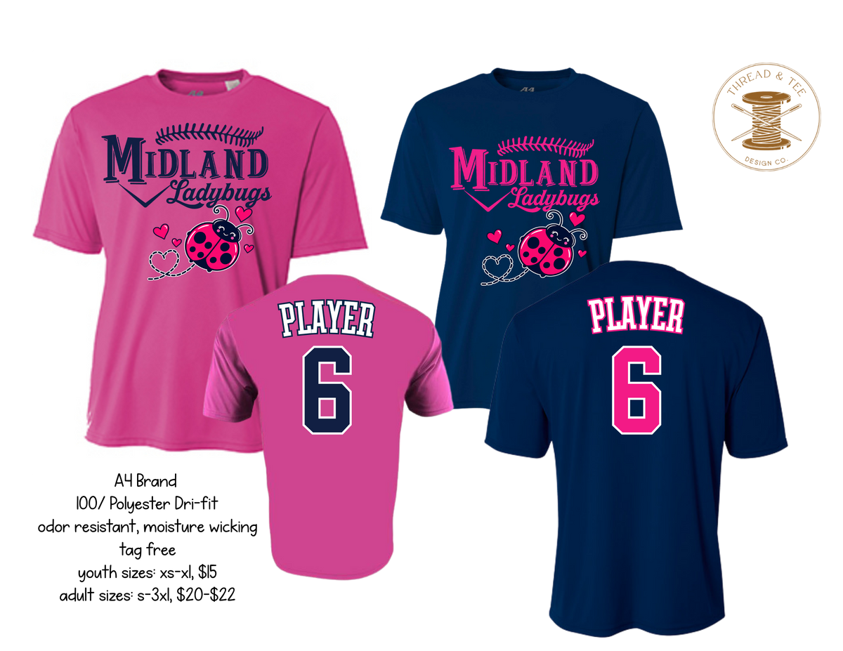 Midland Ladybugs Short Sleeve Dri-fit Shirt