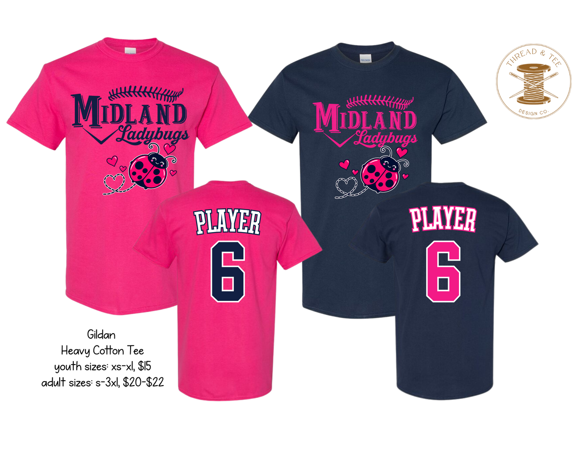 Midland Ladybugs Short Sleeve Cotton T-shirt